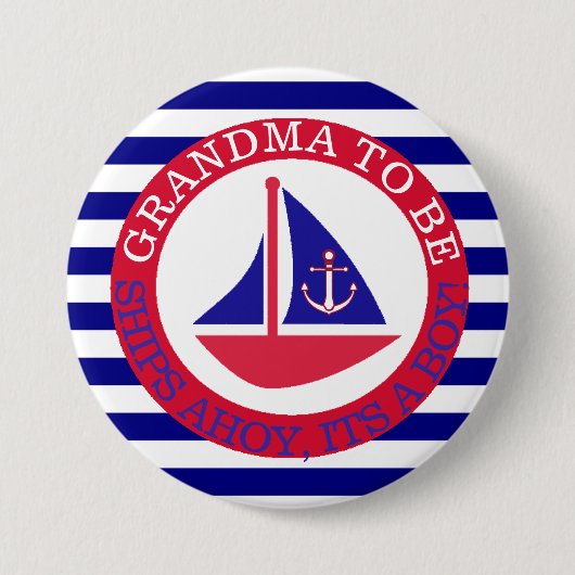 Ships Ahoy, zijn een Boy Baby shower Button (Voorkant)