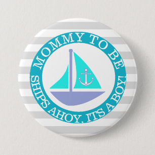 Ships Ahoy, zijn een Boy Baby shower Button