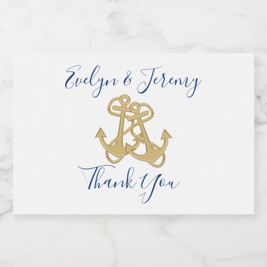 Ships Anchor Nautical Wedding Mini Sparkling Wijnetiket (Enkel label)