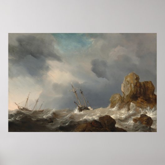 Ships, Gale - Willem van de Velde Poster d'Art (Devant)