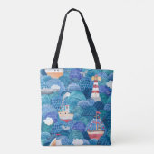 Ships & Lighthouse: Kinderachtige Waterverf Draagtas (Achterkant)