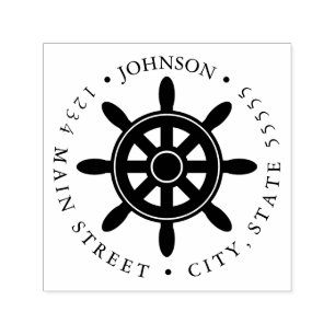 Ship's Wheel Silhouet Retourlabel Zelfinktende Stempel