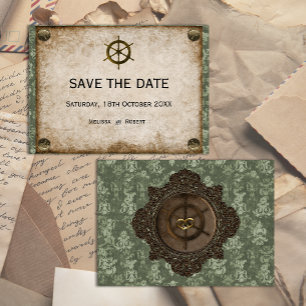  Ship's Wheel Steampunk Bruiloft Save The Date