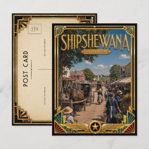 Shipshewana Indiana Vintage Art Deco Gouden Tijdpe Briefkaart