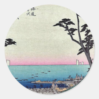 Shirasuka door Ando, Hiroshige Ukiyoe Ronde Sticker