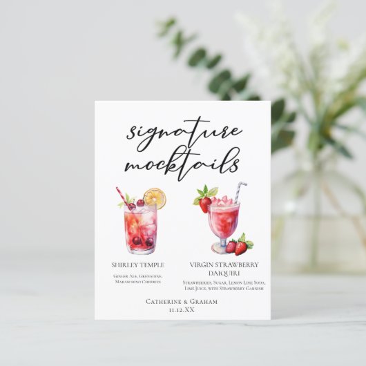 Shirley Temple Strawberry Daiquiri Mocktails Menu (Staand voorkant)