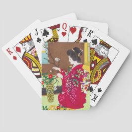 Shiro Kasamatsu Ikebana-bloemdame maiko art Pokerkaarten