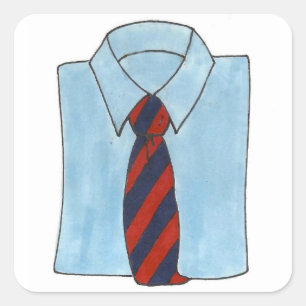 Shirt en Stropdas Menskleding Mannen Ontwerpstijl  Vierkante Sticker