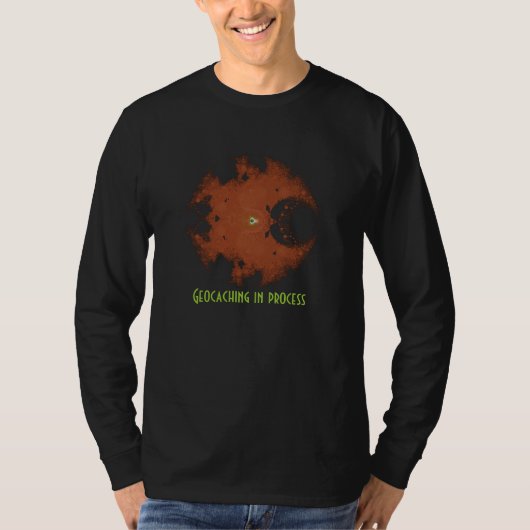 shirt geocaching in process voor geocacher (Voorkant)
