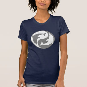 Shirt grijze en witte yin Yang Dolphins