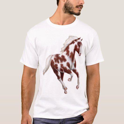 Shirt met galoping Pinto Paint Horse (Voorkant)
