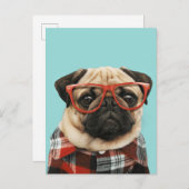 Shirt Pug Briefkaart (Voorkant / Achterkant)