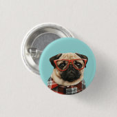 Shirt Pug Ronde Button 3,2 Cm (Voorkant /achterkant)