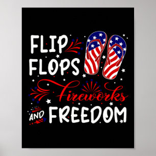 Shirt teenslipper vuurwerk en vrijheid 4 juli poster