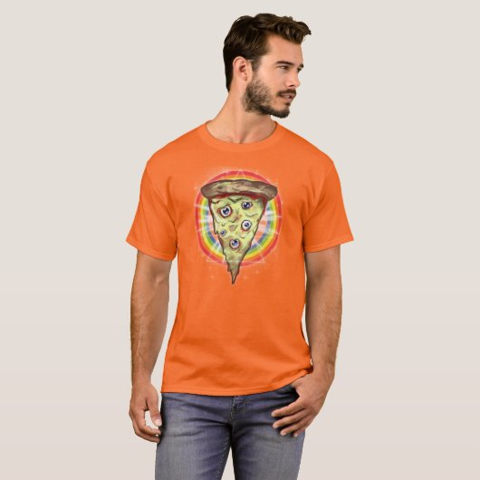 Shirt Trippy Acid Rainbow pizza (Voorkant volledig)