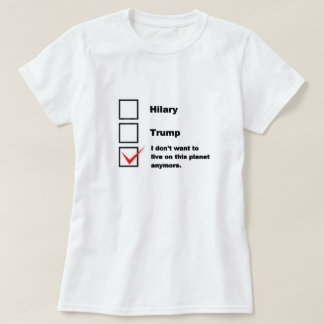 Shirt van de verkiezingen. Hilary, Trump of geen v