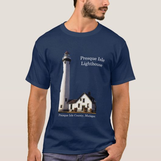 Shirt van de vuurtoren van Presque Isle donker (Voorkant)