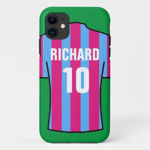Shirt van football in Claret & Blue iPhone 11 Hoesje