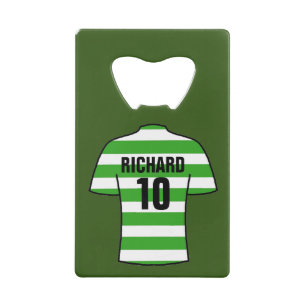 Shirt van football in Groene en Witte Hoops Kredietkaart Flessenopener