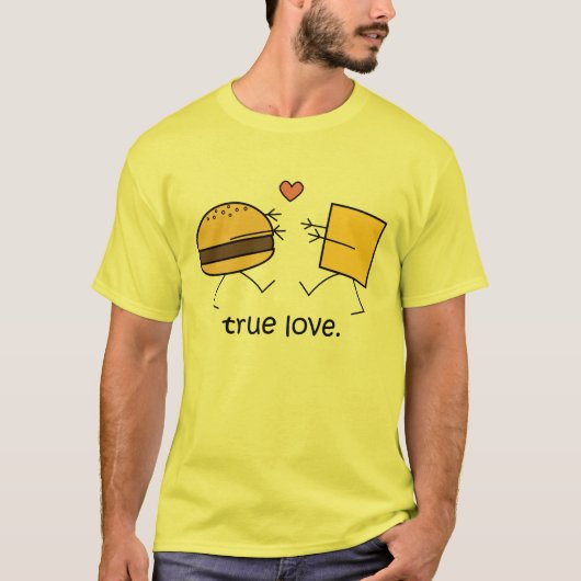 Shirt van hamburger en kaas "True Love" (Light) (Voorkant)