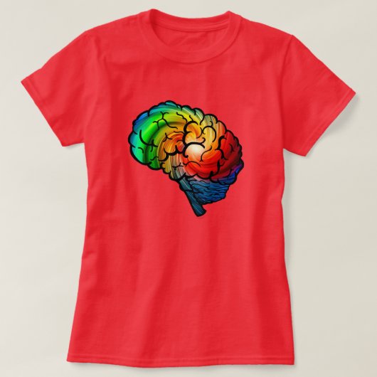 Shirt voor Neurodiversiteit Pride Rainbow Brain (Design voorkant)
