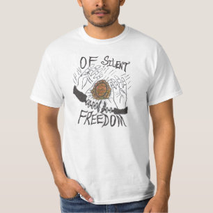 Shirt voor stille vrijheid - voor- en achterontwer