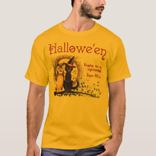 Shirten van Vintage Halloween Cat and Owl Mannen T-shirt