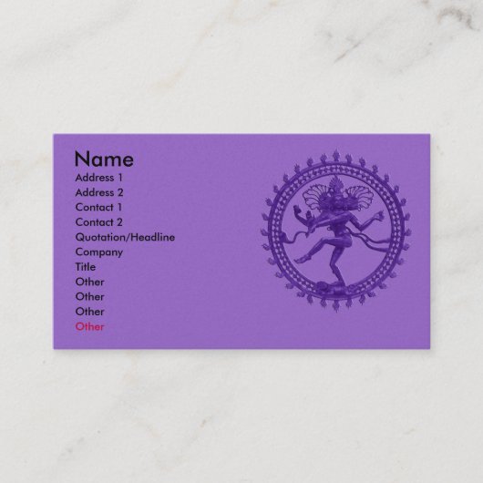 Shiva dans visitekaartje (Voorkant)