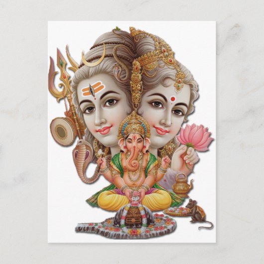 Shiva en familie briefkaart (Voorkant)