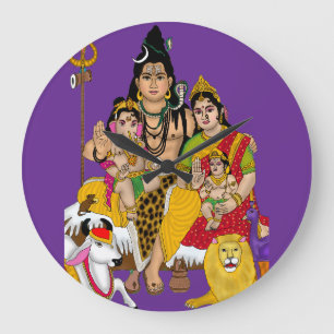 Shiva Familie Wandklok Grote Klok