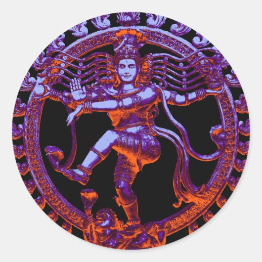 Shiva Nataraja dansen Ronde Sticker (Voorkant)