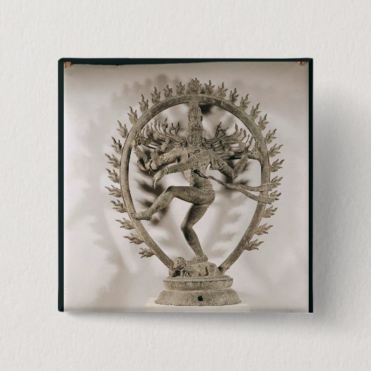 Shiva Nataraja, Dravidian Vierkante Button 5,1 Cm (Voorkant)