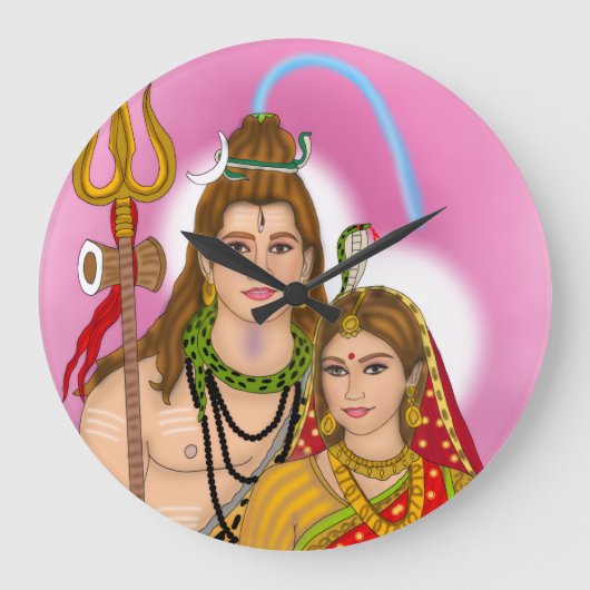 Shiva Parvati Clock Grote Klok (Voorkant)