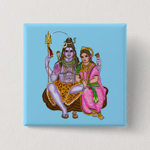 Shiva Parvati Knop Vierkante Button 5,1 Cm