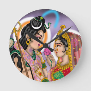 Shiva Parvati wandklok Ronde Klok