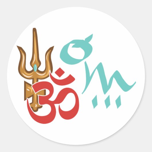 Shiva Trishula OM Ronde Sticker (Voorkant)