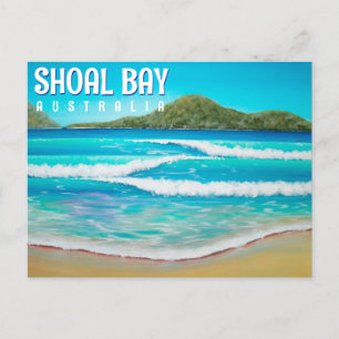 Shoal Bay Australië Strand Blauwe Golven Schildere Briefkaart