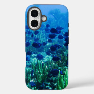Shoal of Blue Discus Fish Onderwater Foto iPhone 16 Hoesje