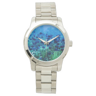 Shoal of Blue Discus Fish Underwater Horloge
