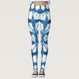 Shobori Blue Tie Dye Print Patroon Leggings