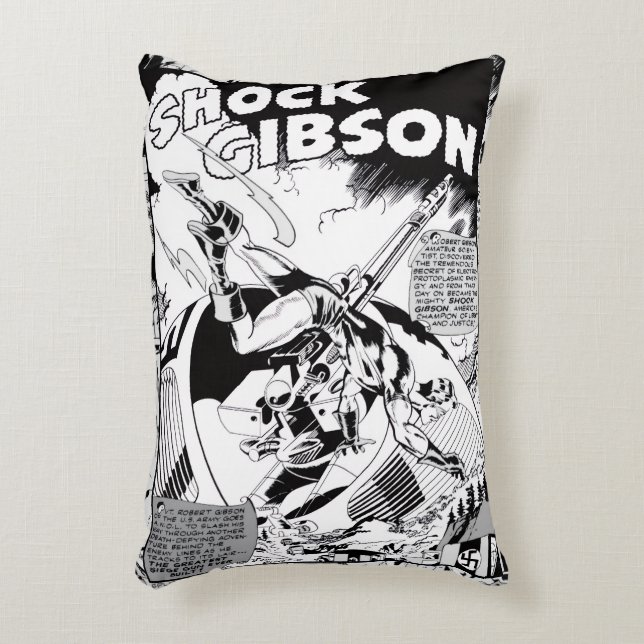 'SHOCK Gibson' Bande dessinée action Coussin (Devant(Vertical))