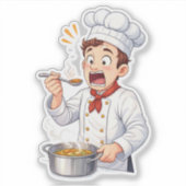 Shocked Chef Tasting Hot Custom-Cut Vinyl Sticker (Devant)