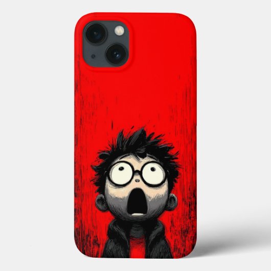 Shocked Expression: Artistic Red Grunge Case (Achterkant)