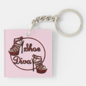 Shoe Diva Humor Roze Sleutelhanger (Achterkant)