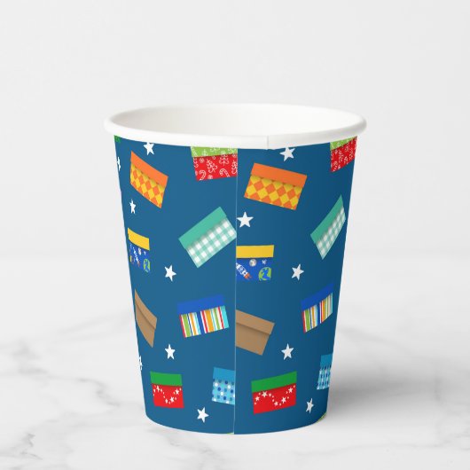 Shoebox Star Paper Cup - Blauw Papieren Bekers (Rechts)