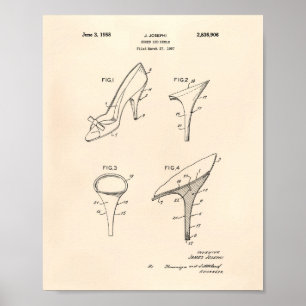 Shoes and Heels 1958 Patent Art Old Peper Poster