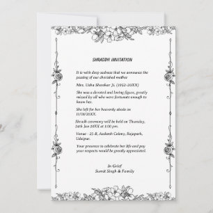 Shok Sandesh Hindu Shraddh Kaart