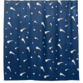 Shooistars Navy Blue Waterverf Douchegordijn (Voorkant)
