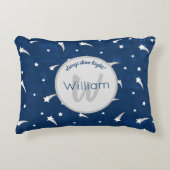 Shooistars Navy Blue Waterverf Monogram Accent Kussen (Voorkant)