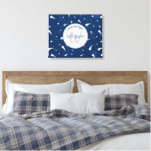 Shooistars Navy Blue Waterverf Monogram Canvas Afdruk (Insitu (Slaapkamer))